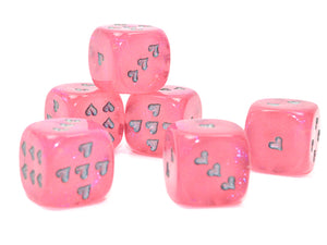 Borealis Pink/Silver D6 Set W/ Heart Pips