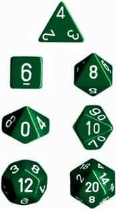 Opaque 7-Die Set Green/White