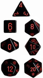 Opaque 7-Die Set Black/Red