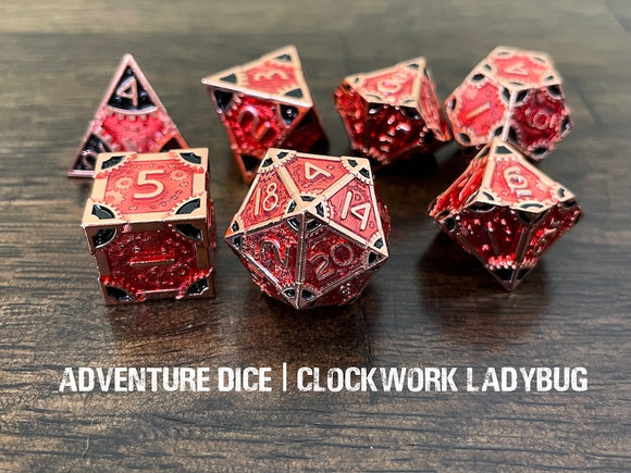 Clockwork Ladybug Metal Dice Set