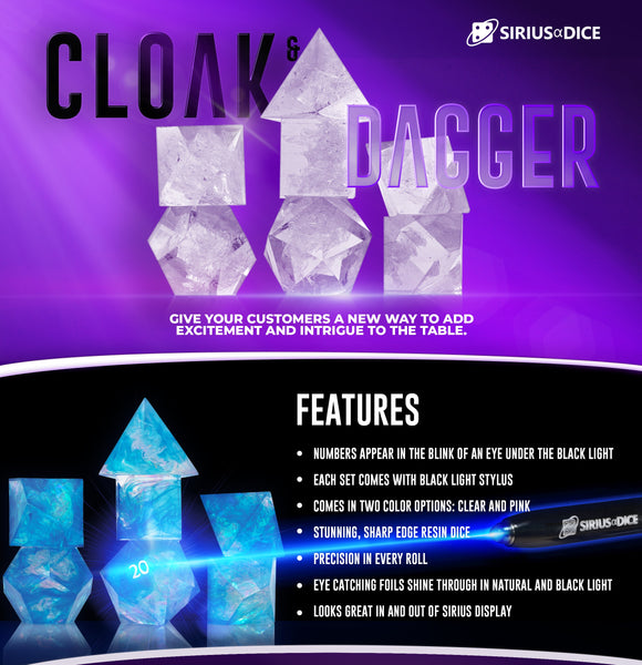 Sirius Dice Cloak and Dagger Clear 7-Die Set