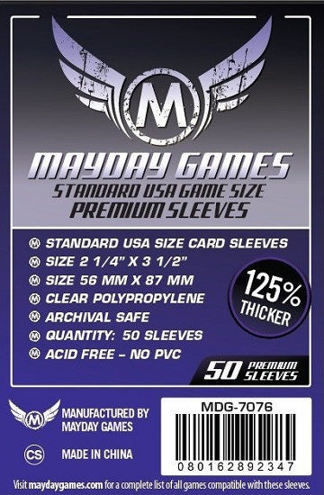 Mayday Premium USA Sleeves 56mm x 87mm (50 count)
