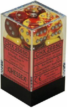 Chessex 16mm 12 D6 Dice Block: Red/Yellow
