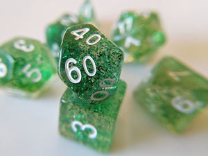 7 Die-Set: Glitter Green Dice